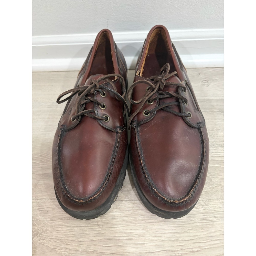 Sebago Docksides Hitchcock Wide Shoes Mens 11 Brown Leather Lug Sole Boat Shoes